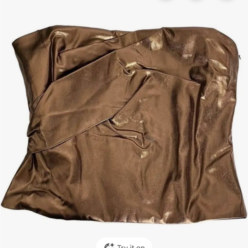 Zara Shimmering Brown Strapless Top